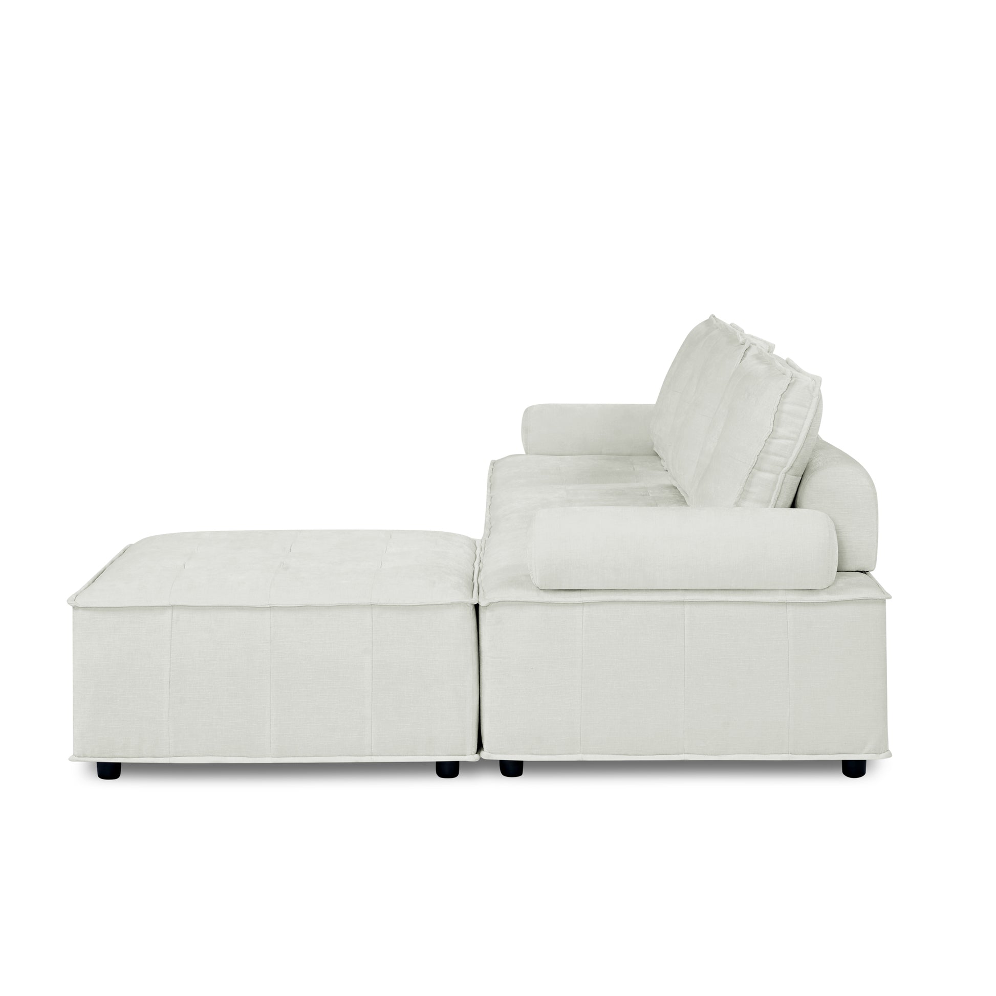 L Shape Modular Sectional Sofa, Diy Combination, Chenille White Chenille Wood Tight Back Eucalyptus Square Arms Foam Chenille 4 Seat