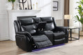Power Reclining Seat With Led Strip Speaker Black Color Black Technical Leather
