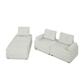 L Shape Modular Sectional Sofa, Diy Combination, Chenille White Chenille Wood Tight Back Eucalyptus Square Arms Foam Chenille 4 Seat