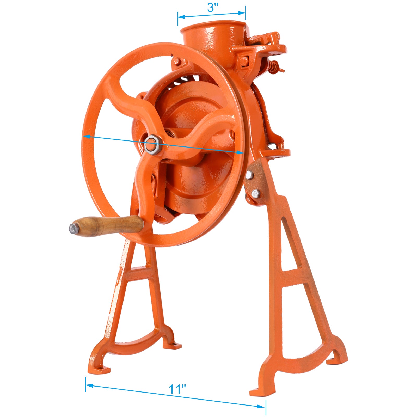 Hand Corn Sheller Heavy Duty Shelling Machine Manual Farm Corn Thresher Corn Remover Tools Hand Sheller With Wooden Handle Cast Iron Manual Thresher Orange Steel