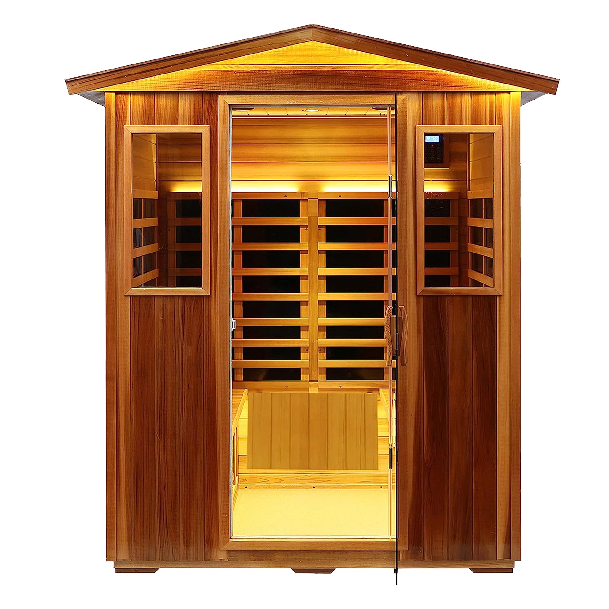 Four Person Far Infrared Outdoor Sauna B Natural Wood Solid Wood