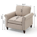 Modern Upholstered Accent Chair Armchair, Fabric Reading Living Room Side Chair,Single Sofa Light Beige Burlap