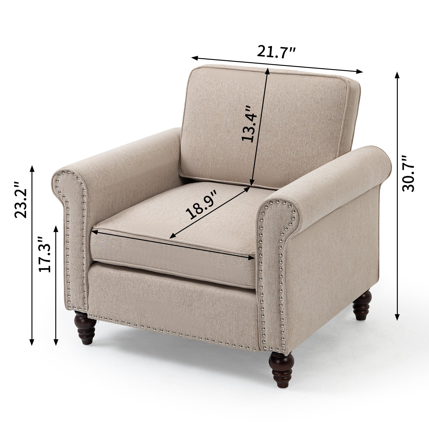 Modern Upholstered Accent Chair Armchair, Fabric Reading Living Room Side Chair,Single Sofa Light Beige Burlap
