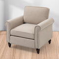 Modern Upholstered Accent Chair Armchair, Fabric Reading Living Room Side Chair,Single Sofa Light Beige Burlap