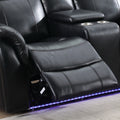 Power Reclining Seat With Led Strip Speaker Black Color Black Technical Leather