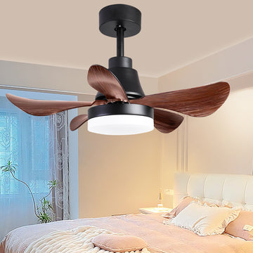 28 Lnch Ceiling Fan With Lights Remote Control, Small Ceiling Fan Flush Mount, 5 Reversible Blades, Low Profile Ceiling Fan Light With 6 Speeds 3 Colors For Bedroom Kitchen Matt Black Abs Steel Q235