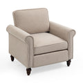 Modern Upholstered Accent Chair Armchair, Fabric Reading Living Room Side Chair,Single Sofa Light Beige Burlap