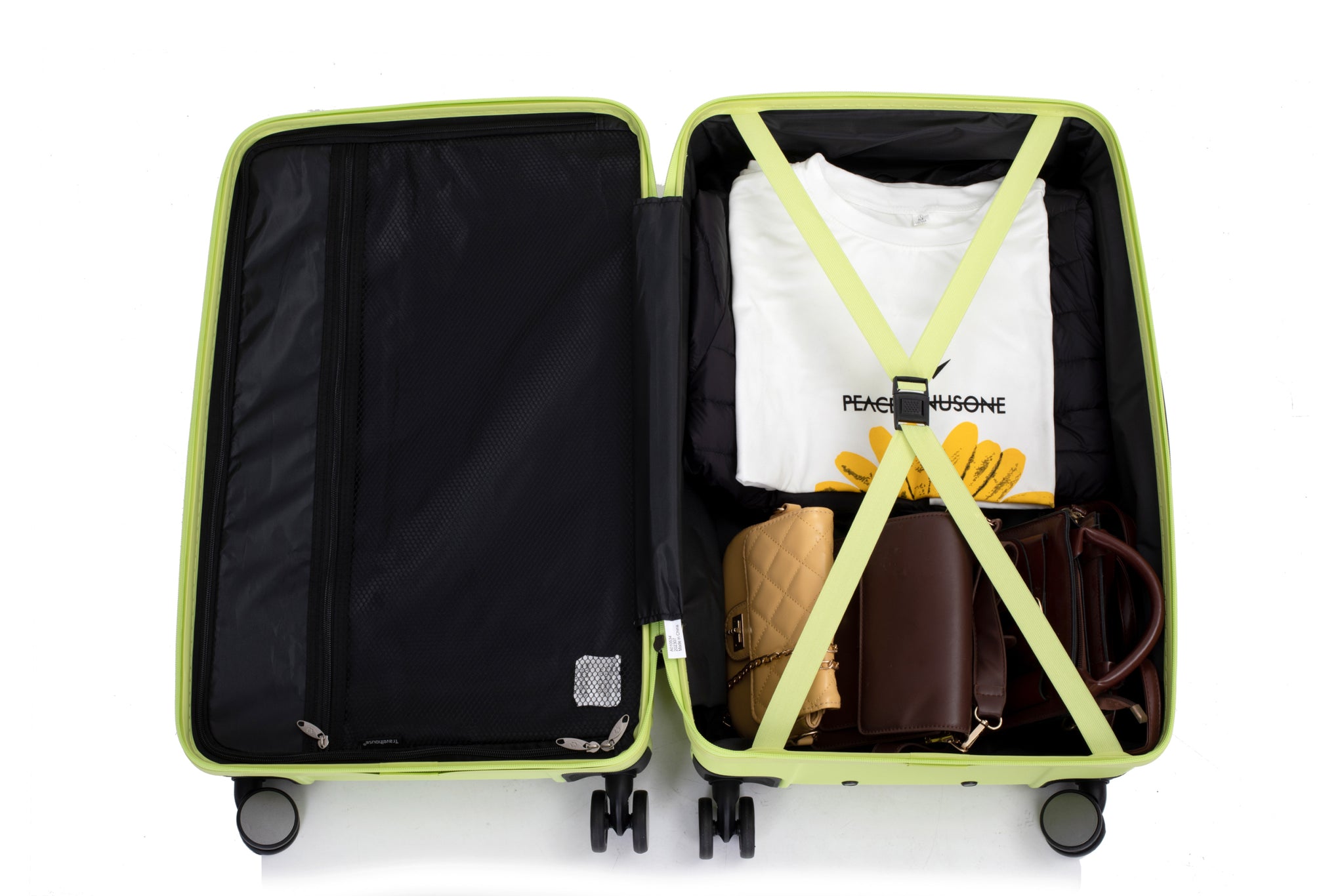 3 Piece Luggage Sets PC ABS Lightweight Suitcase with light green-abs+pc