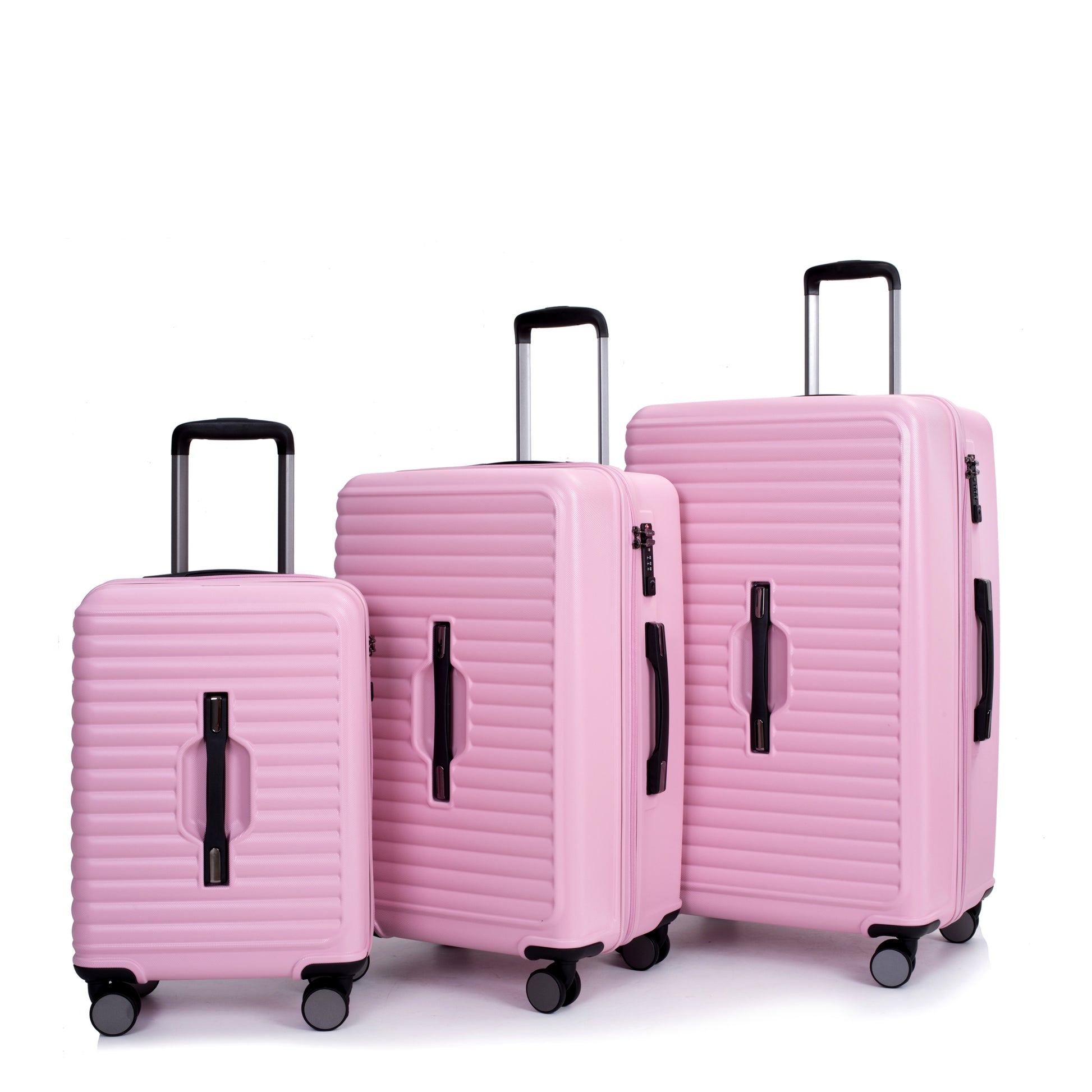 3 Piece Luggage Sets Pc Abs Lightweight Suitcase With Two Hooks, 360 Double Spinner Wheels, Tsa Lock, 21 25 29 Pink Pink Abs Pc