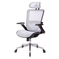 White Ergonomic Mesh Office Chair, High Back Adjustable Headrest With Flip Up Arms, Tilt And Lock Function, Lumbar Support And Blade Wheels, Kd Chrome Metal Legs White Office American Design Office Chairs Foam Plastic