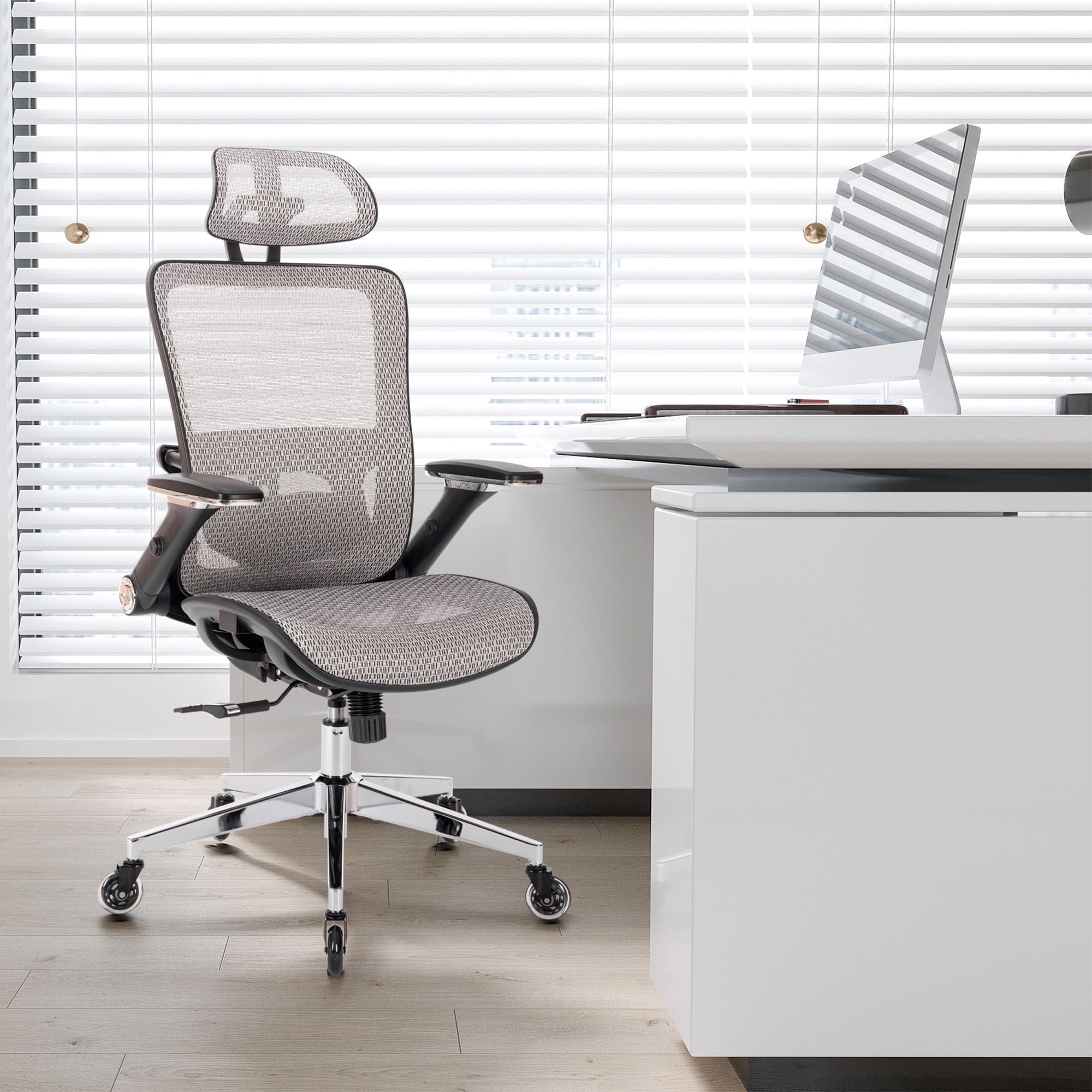 GREY Ergonomic Mesh Office Chair, High Back Adjustable black-office-american design-office