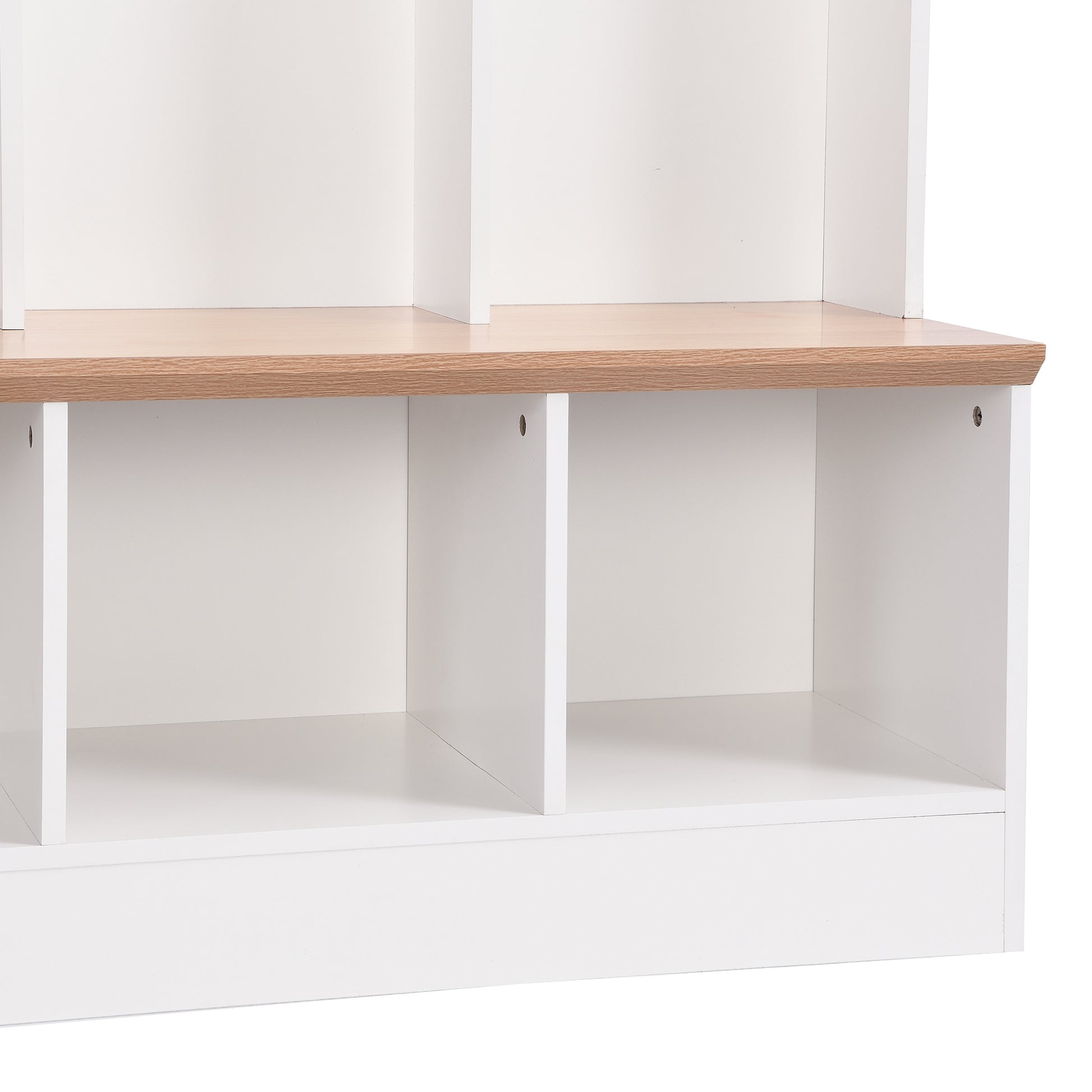 Wide Design Hall Tree With Storage Bench, Minimalist Shoe Cabinet With Cube Storage & Shelves, Multifunctional Coat Rack With 8 Hooks For Entryways, Mudroom, White White Primary Living Space