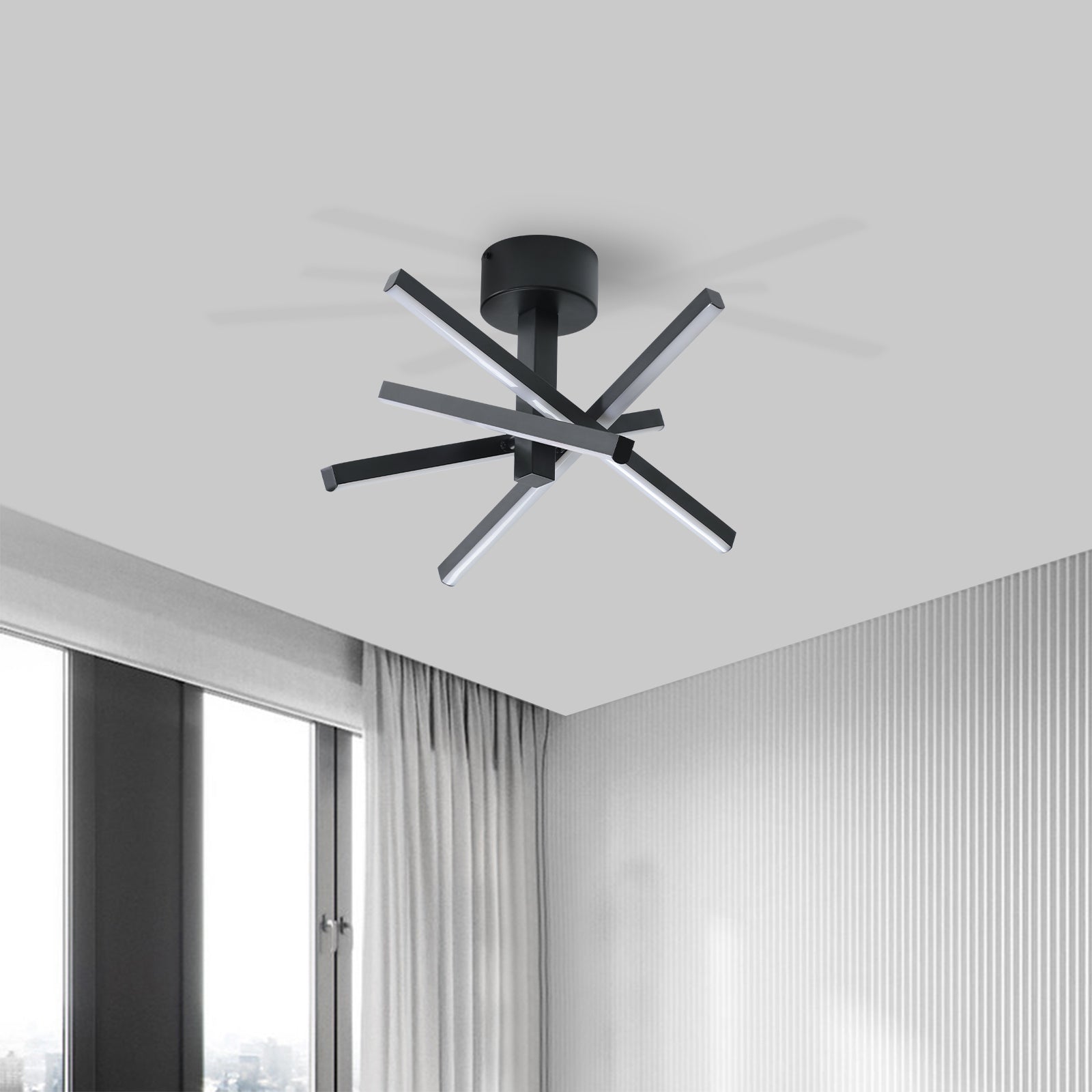 Led Semi Flush Mount Ceiling Lamp Black Modern Aluminium Iron