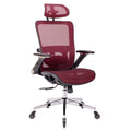 Red Ergonomic Mesh Office Chair, High Back Adjustable Headrest With Flip Up Arms, Tilt And Lock Function, Lumbar Support And Blade Wheels, Kd Chrome Metal Legs Red Office American Design Office Chairs Foam Plastic