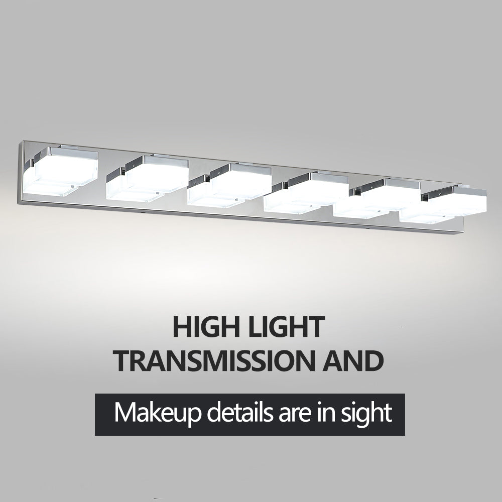 Same As W1340P206831 L002006 W6C Modern 6 Light Chrome Led Vanity Mirror Light Fixture For Bathrooms And Makeup Tables Chrome Modern Acrylic Stainless Steel