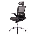 Black Ergonomic Mesh Office Chair, High Back Adjustable Headrest With Flip Up Arms, Tilt And Lock Function, Lumbar Support And Blade Wheels, Kd Chrome Metal Legs Black Office American Design Office