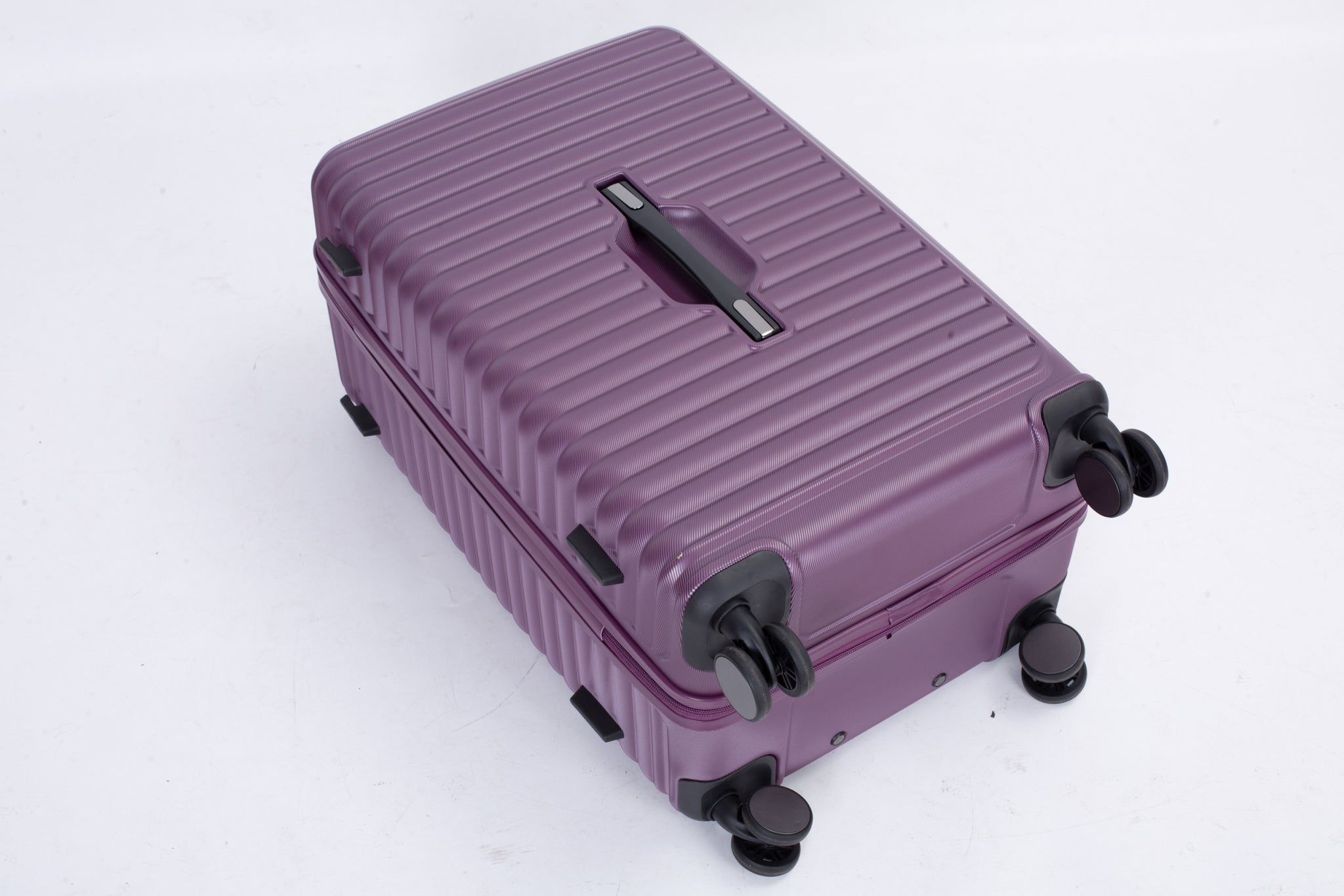 3 Piece Luggage Sets PC ABS Lightweight Suitcase with dark purple-abs+pc