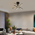 Led Semi Flush Mount Ceiling Lamp Black Modern Aluminium Iron