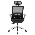 Black Ergonomic Mesh Office Chair, High Back Adjustable Headrest With Flip Up Arms, Tilt And Lock Function, Lumbar Support And Blade Wheels, Kd Chrome Metal Legs Black Office American Design Office