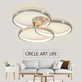 Three Ring Design, Contemporary Semi Flush Mount With Inner Ring Illumination Ceiling Lamp Chrome Modern Aluminium Iron