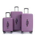 3 Piece Luggage Sets Pc Abs Lightweight Suitcase With Two Hooks, 360 Double Spinner Wheels, Tsa Lock, 21 25 29 Dark Purple Dark Purple Abs Pc