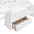 Full Size Loft Bed With Desk And Drawers, Wooden Loft Bed With Lateral Portable Desk, White White Solid Wood Mdf