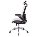 White Ergonomic Mesh Office Chair, High Back Adjustable Headrest With Flip Up Arms, Tilt And Lock Function, Lumbar Support And Blade Wheels, Kd Chrome Metal Legs White Office American Design Office Chairs Foam Plastic