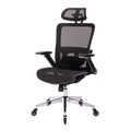 Black Ergonomic Mesh Office Chair, High Back Adjustable Headrest With Flip Up Arms, Tilt And Lock Function, Lumbar Support And Blade Wheels, Kd Chrome Metal Legs Black Office American Design Office