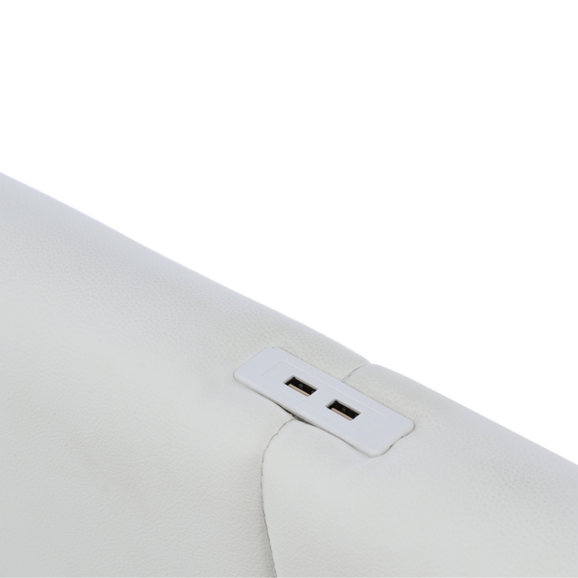 Full Size Tufted Upholstered Platform Bed With Hydraulic Storage System,Pu Storage Bed With Led Lights And Usb Charger, White White Pu