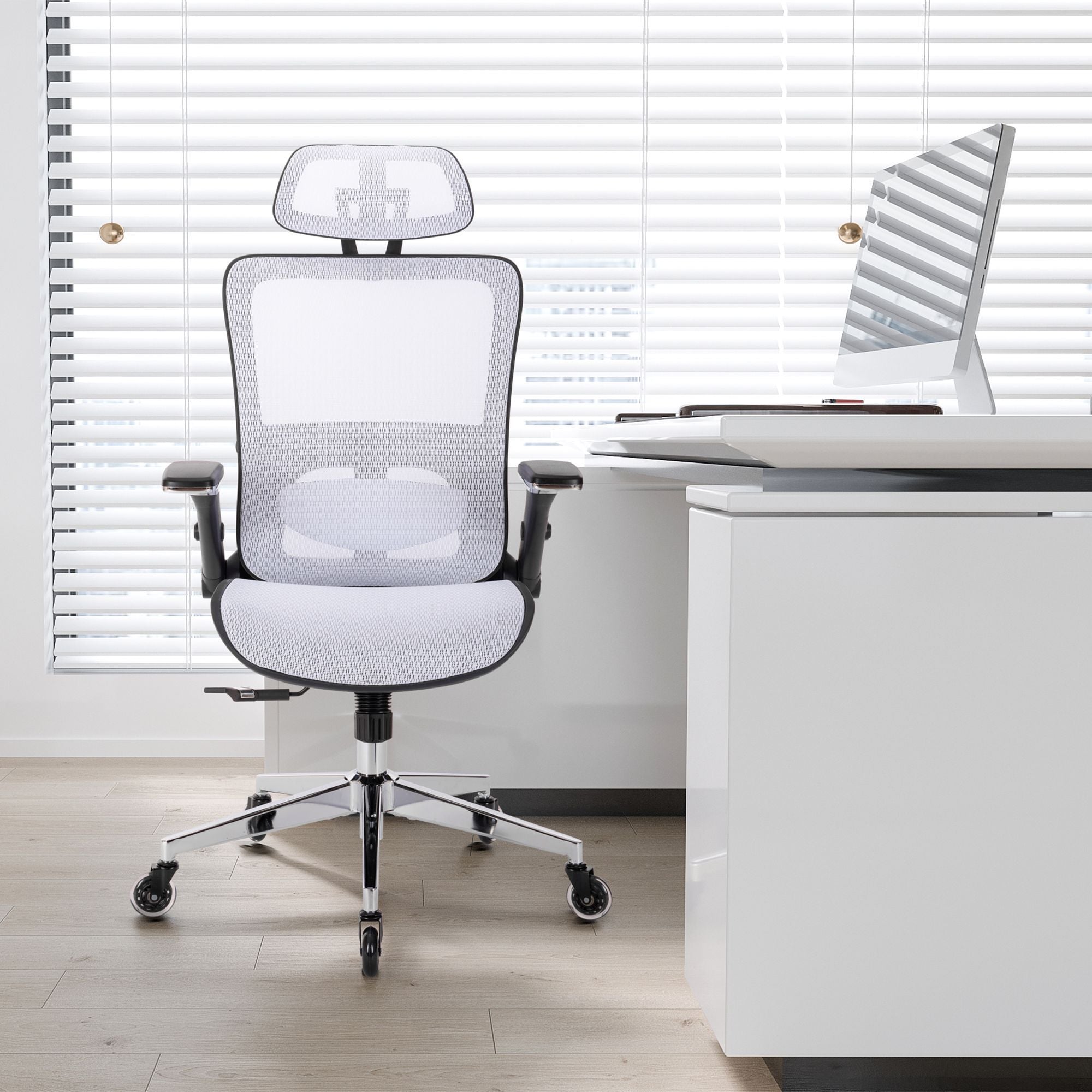 WHITE Ergonomic Mesh Office Chair, High Back white-office-american design-office