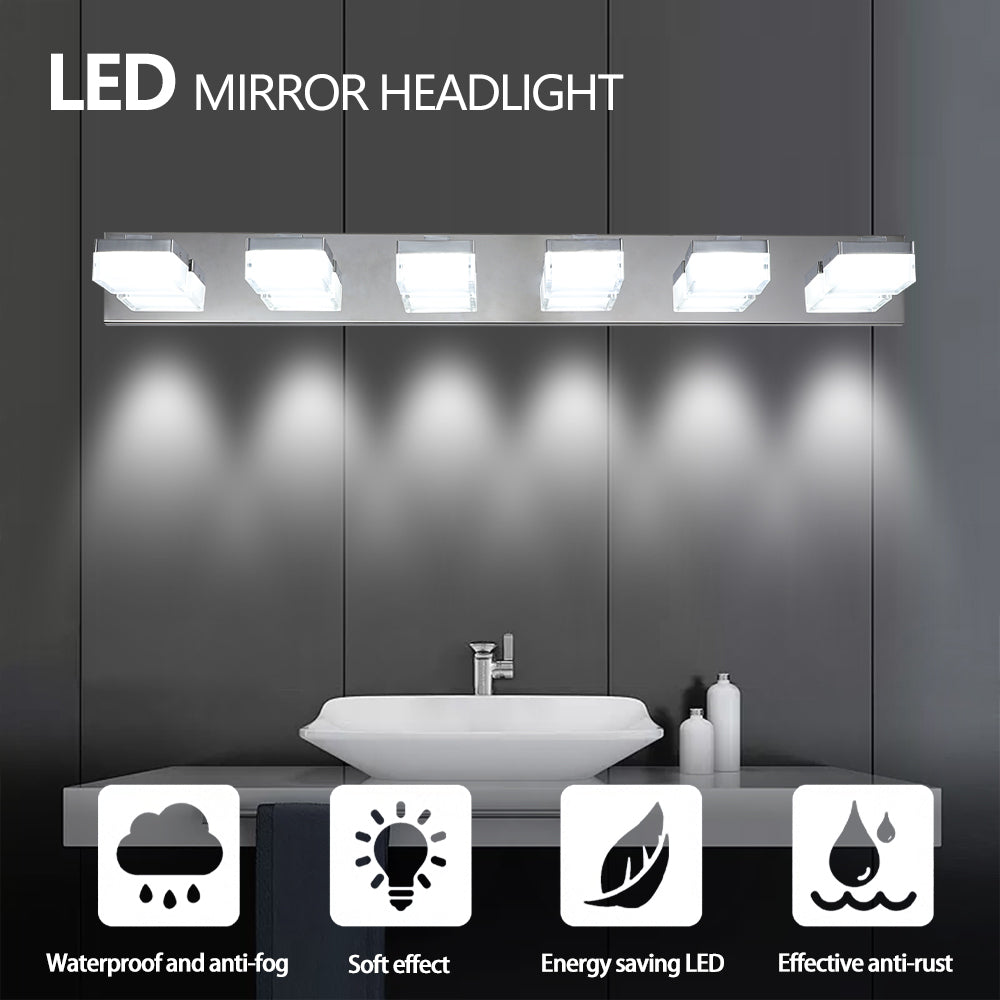 Modern 6 Light Chrome LED Vanity Mirror Light Fixture chrome-modern-acrylic-stainless steel