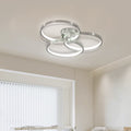 Three Ring Design, Contemporary Semi Flush Mount With Inner Ring Illumination Ceiling Lamp Chrome Modern Aluminium Iron