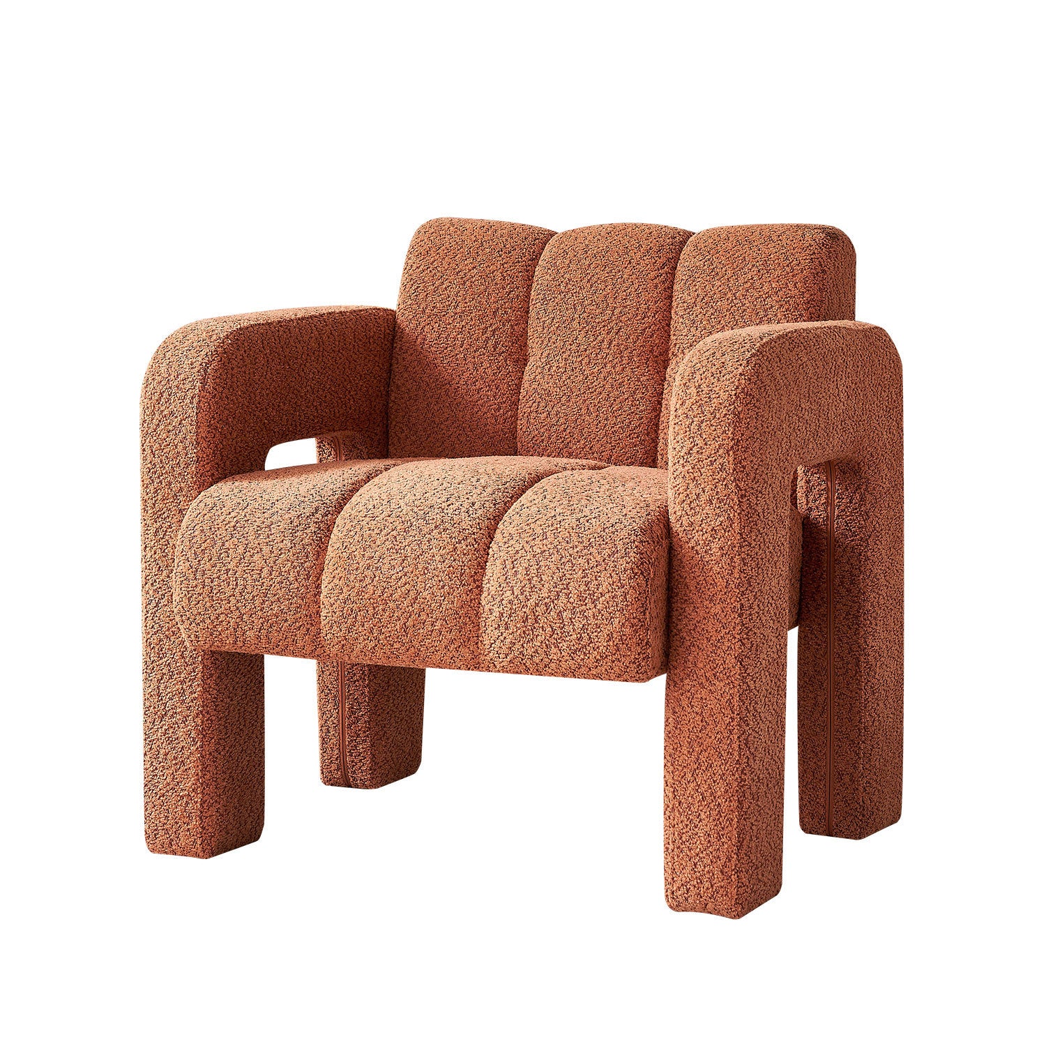 31.10" Wide Boucle Upholstered Accent Chair orange-primary living space-modern-fiber foam and