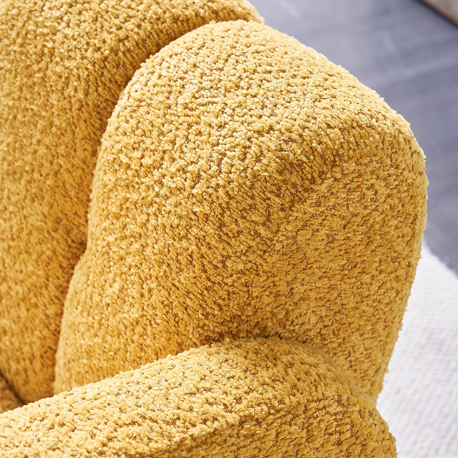 31.10" Wide Boucle Upholstered Accent Chair Yellow Primary Living Space Modern Fiber Foam And Polyester Fiber Pad Boucle