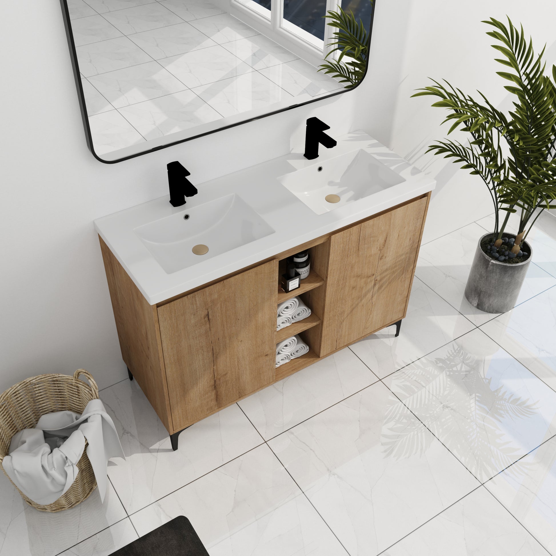 48" Freestanding Bathroom Vanity With Double Sink imitative