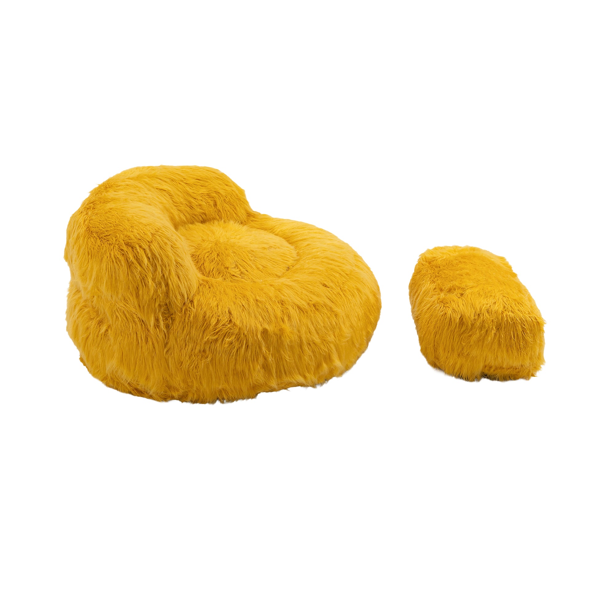 Coolmore Bean Bag Chair, Floor Sofa With Handle,Accent Sofa Chair With Ottoman For Gaming Reading Relaxing Yellow Yellow Foam Plush