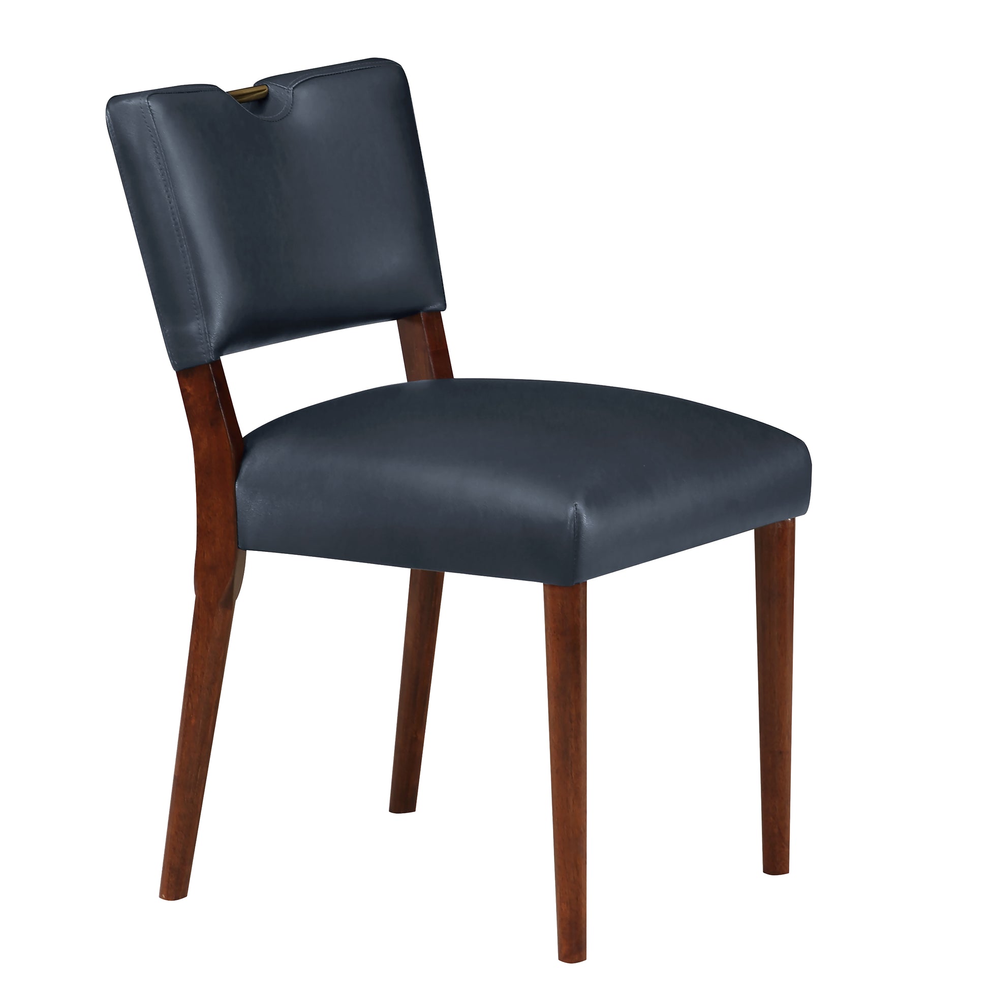 Bryson Midnight Blue Faux Leather Dining Chair Set Of 2 Dark Navy Foam Solid Wood