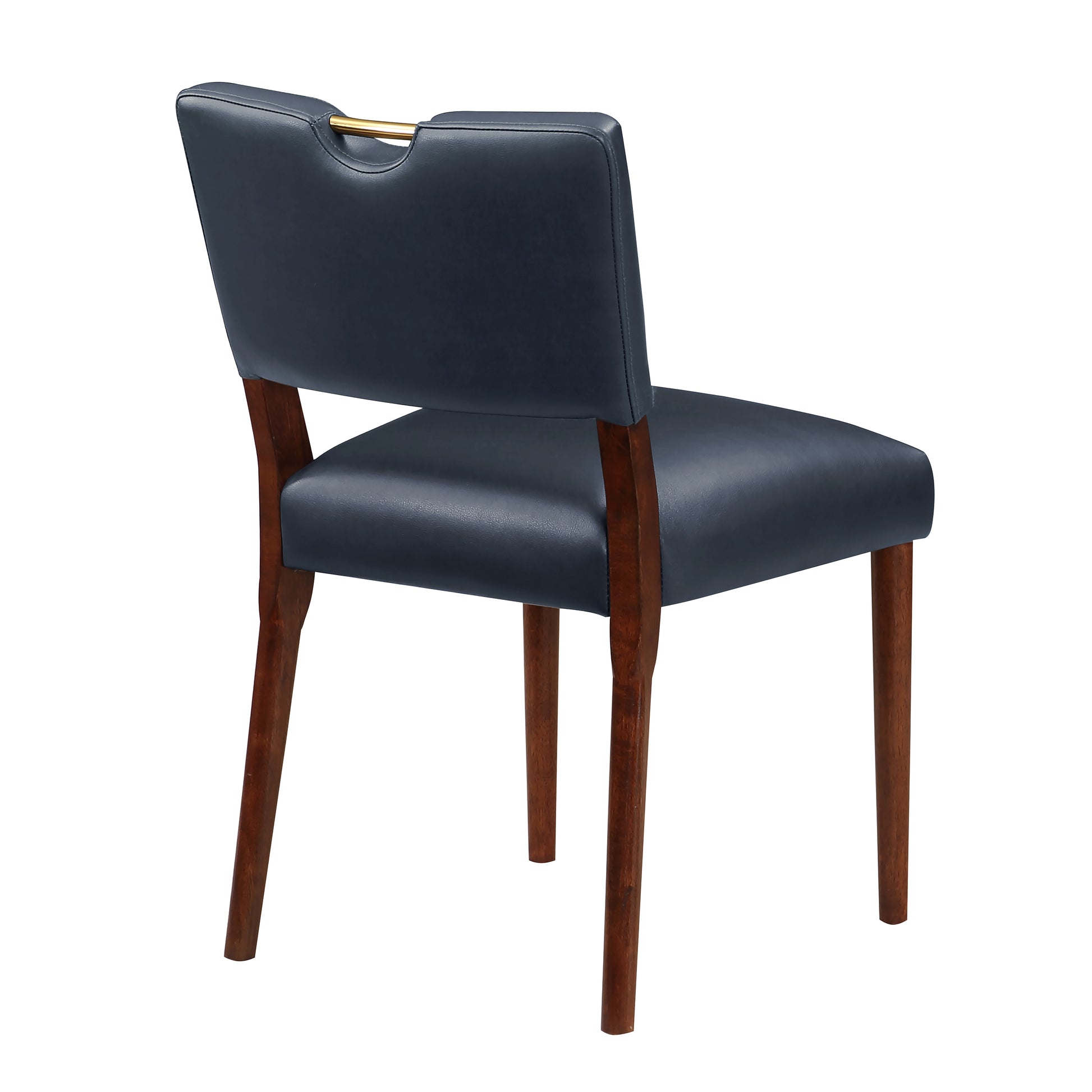 Bryson Midnight Blue Faux Leather Dining Chair Set Of 2 Dark Navy Foam Solid Wood
