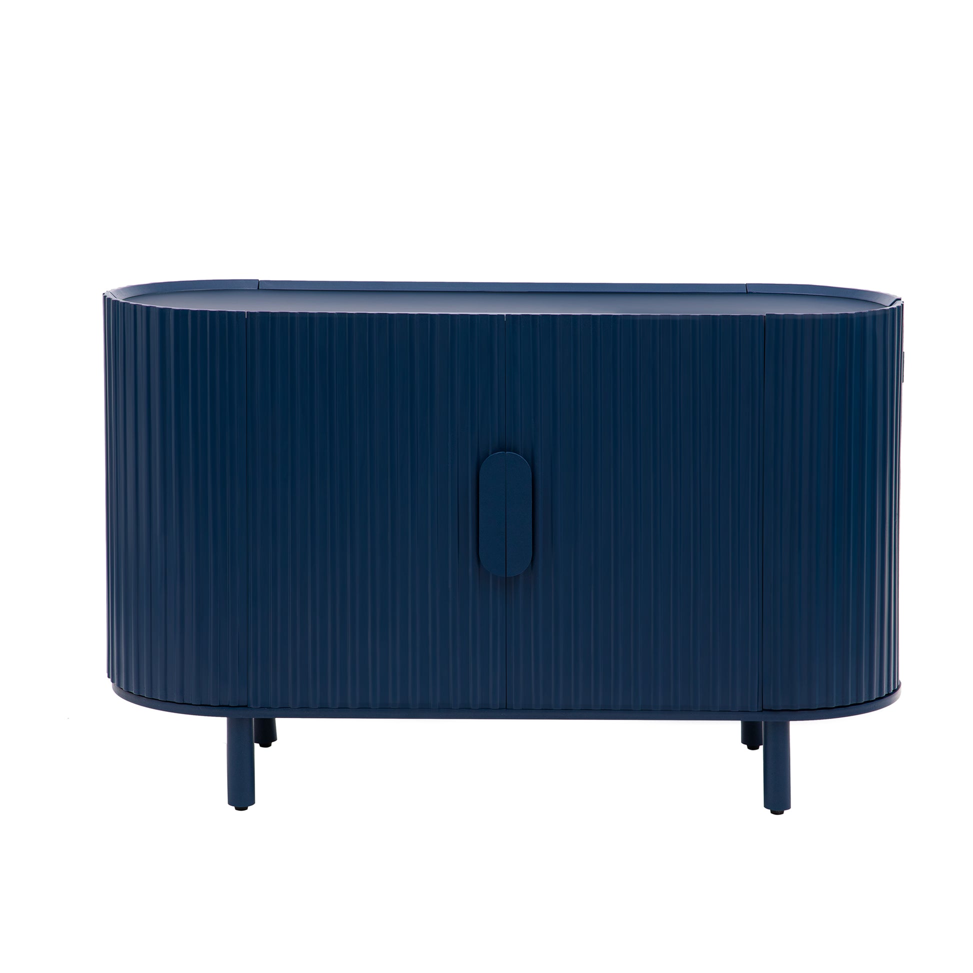 Curved Design Light Luxury Sideboard With Adjustable Shelves,Suitable For Living Room,Study And Entrance Blue Mdf