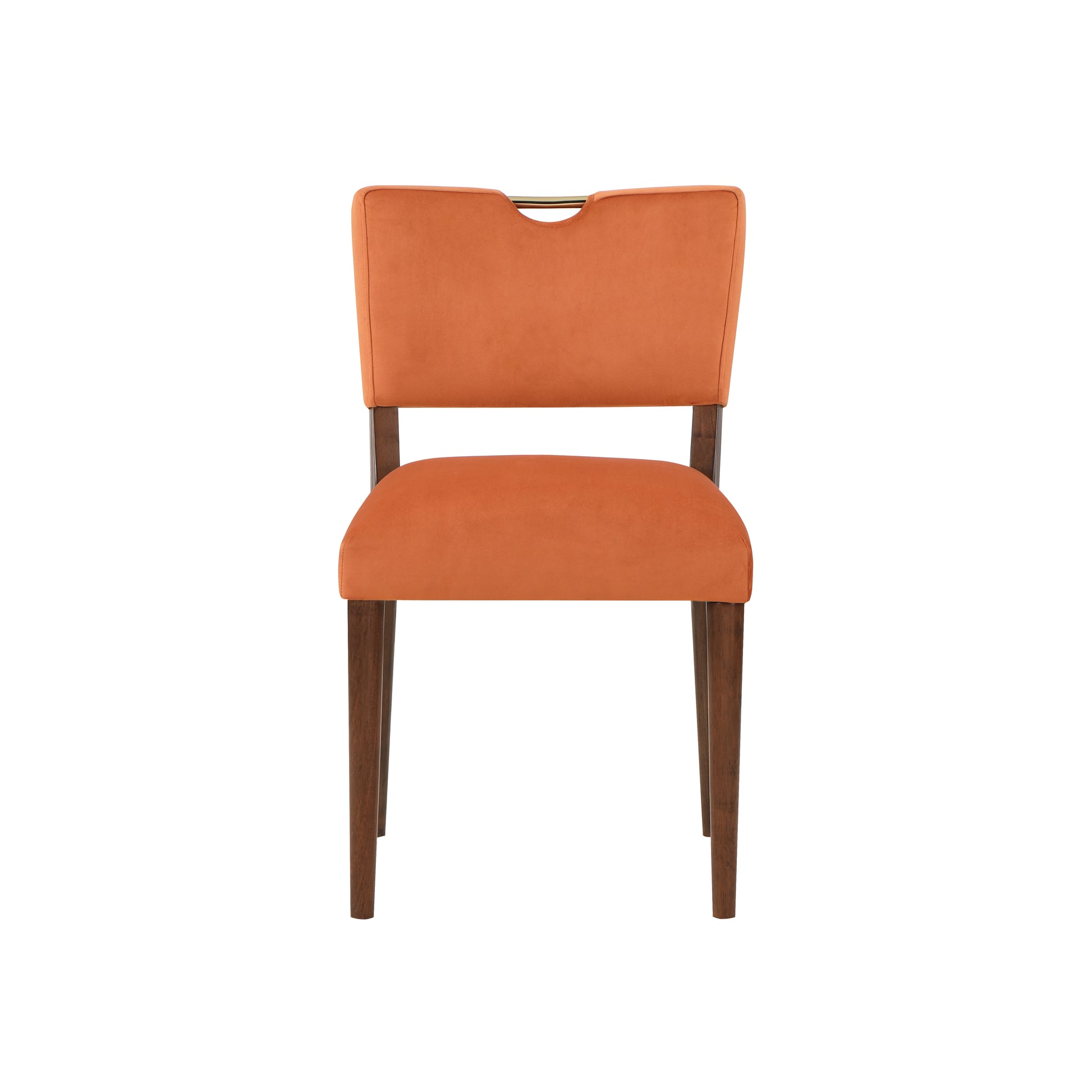 Bryson Burnt Orange Velvet Dining Chair Set Of 2 Orange Foam Solid Wood