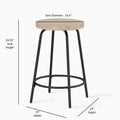 Cammie Backless Wood And Metal Counter Height Stool Natural Wood Wash Metal & Wood Metal & Wood