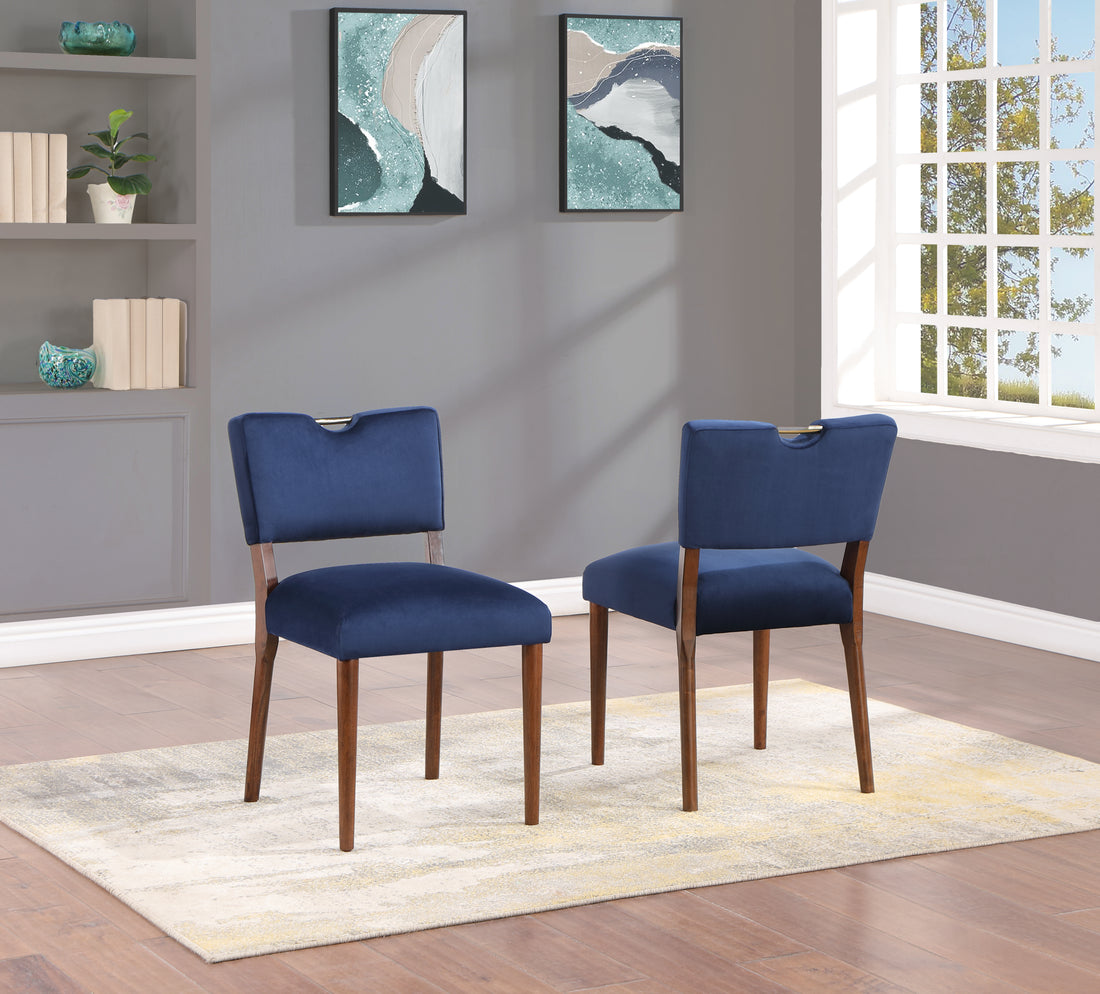 Bryson Navy Blue Velvet Dining Chair Set Of 2 Navy Blue Foam Solid Wood