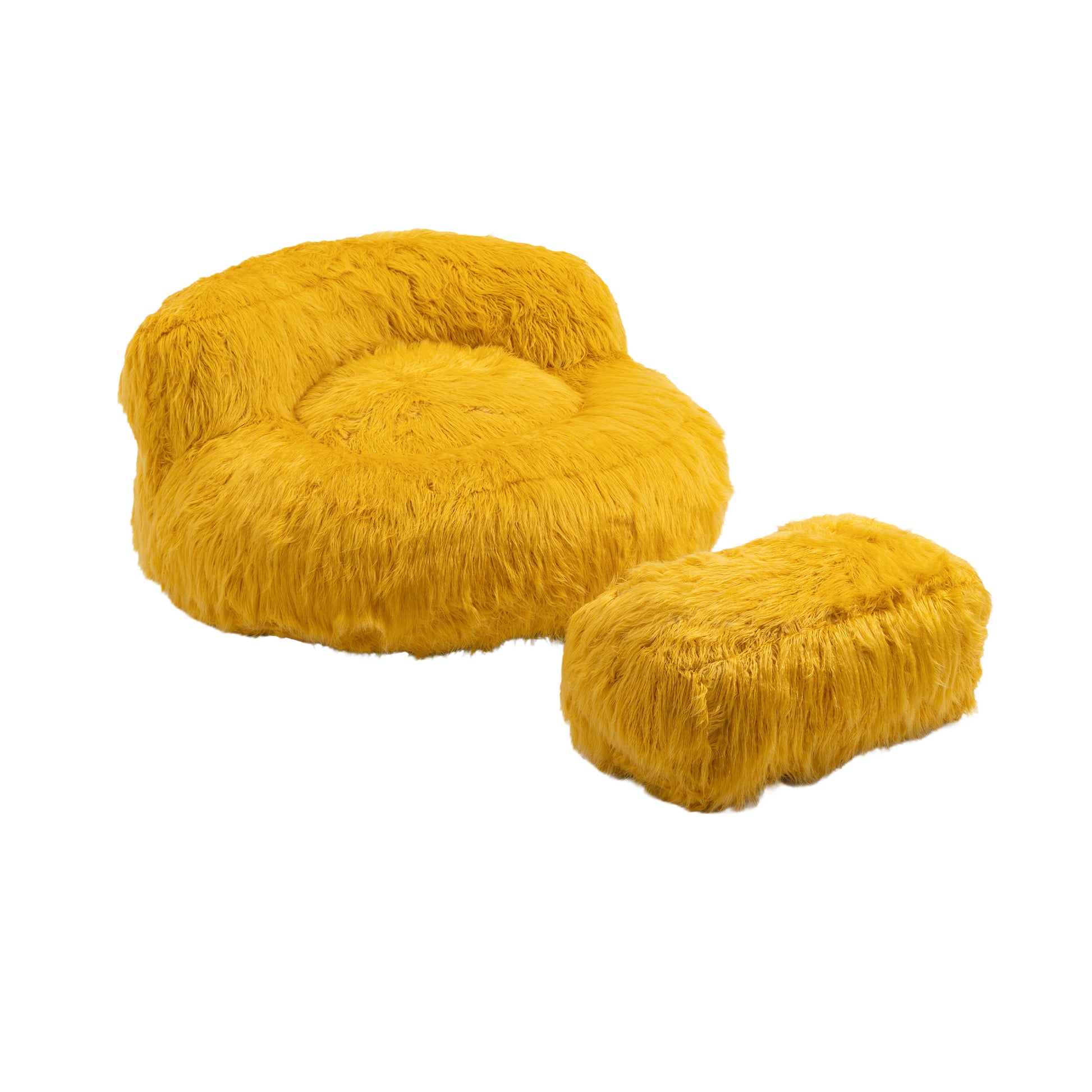 Coolmore Bean Bag Chair, Floor Sofa With Handle,Accent Sofa Chair With Ottoman For Gaming Reading Relaxing Yellow Yellow Foam Plush