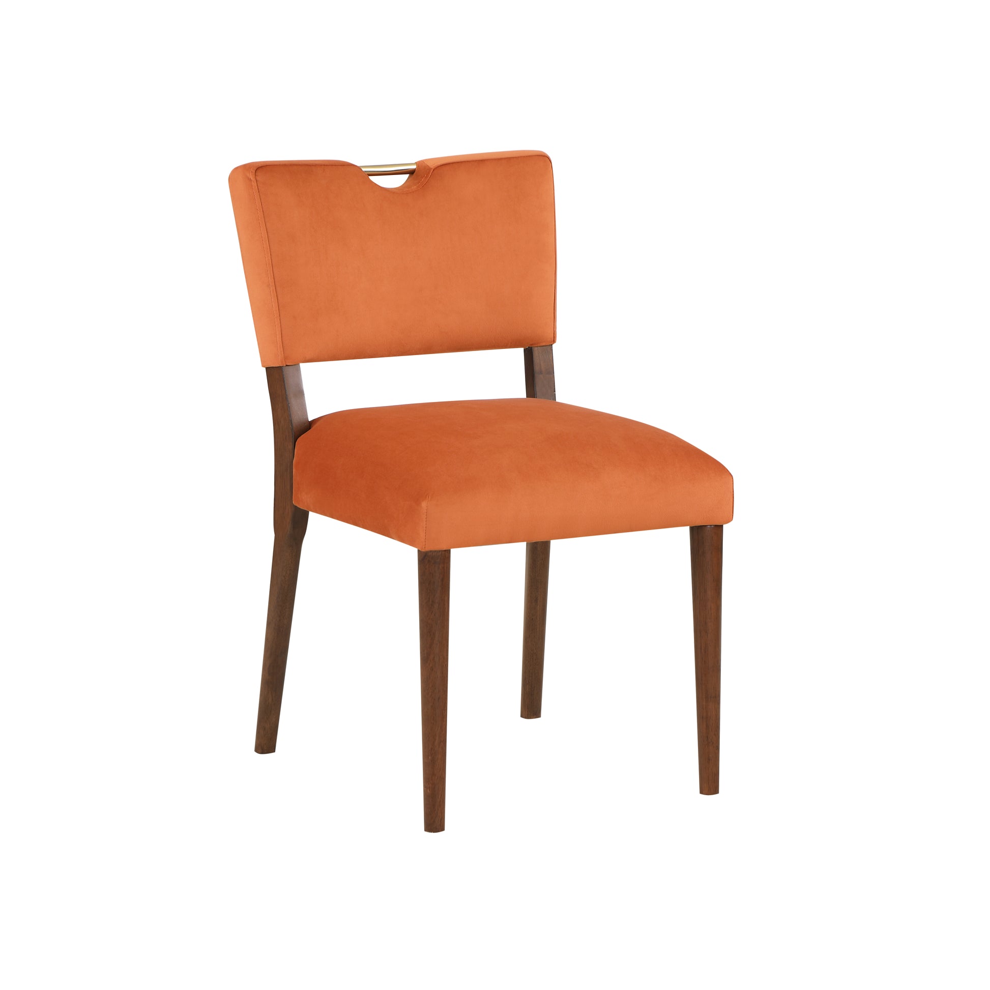 Bryson Burnt Orange Velvet Dining Chair Set Of 2 Orange Foam Solid Wood