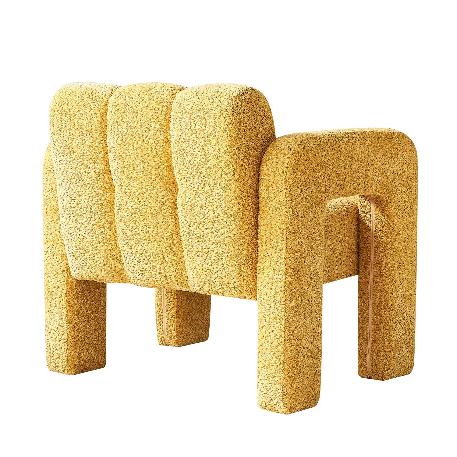 31.10" Wide Boucle Upholstered Accent Chair Yellow Primary Living Space Modern Fiber Foam And Polyester Fiber Pad Boucle