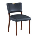 Bryson Midnight Blue Faux Leather Dining Chair Set Of 2 Dark Navy Foam Solid Wood