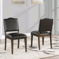 Dahlia Brown Faux Leather Dining Chair With Nail Heads Set Of 2 Brown Foam Solid Wood