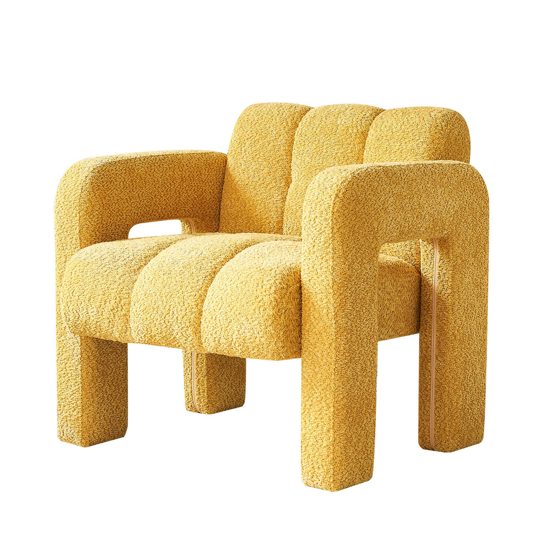 31.10" Wide Boucle Upholstered Accent Chair Yellow Primary Living Space Modern Fiber Foam And Polyester Fiber Pad Boucle