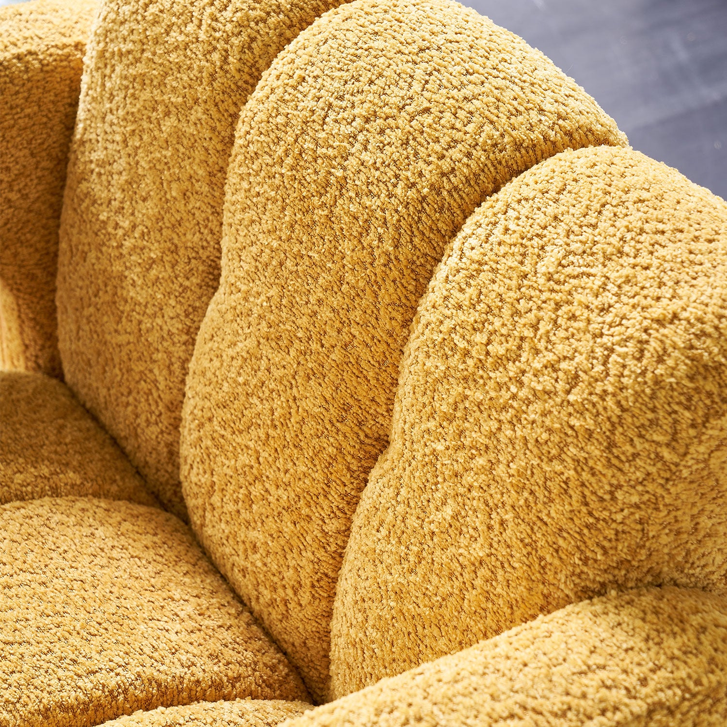 31.10" Wide Boucle Upholstered Accent Chair Yellow Primary Living Space Modern Fiber Foam And Polyester Fiber Pad Boucle