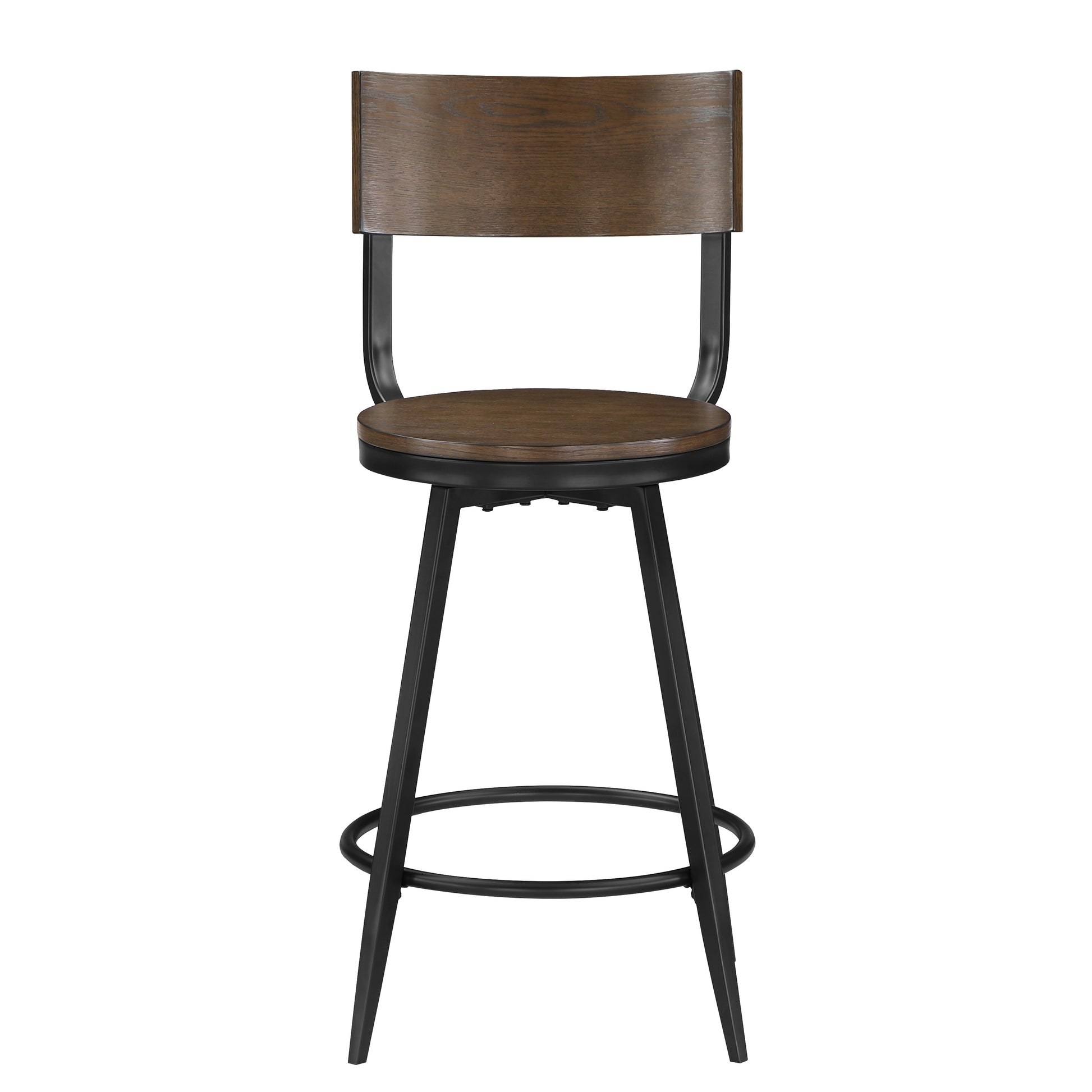 Devon Brown Wood And Metal Swivel Stool Chestnut Powder Coated Wipe Clean Transitional 1 Metal & Wood Metal & Wood